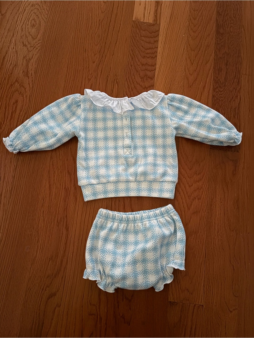 Cecil & Lou Blue Gingham Sweater & Bloomers Set - Picture 3 of 3